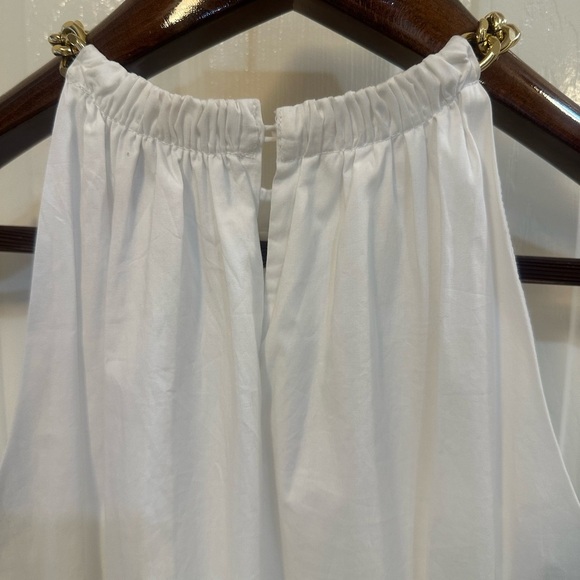 MICHAEL KORS White Halter Logo Chain Tiered Midi Sundress Size Extra Small - Picture 9 of 17